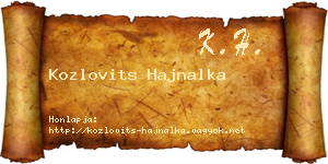 Kozlovits Hajnalka névjegykártya
